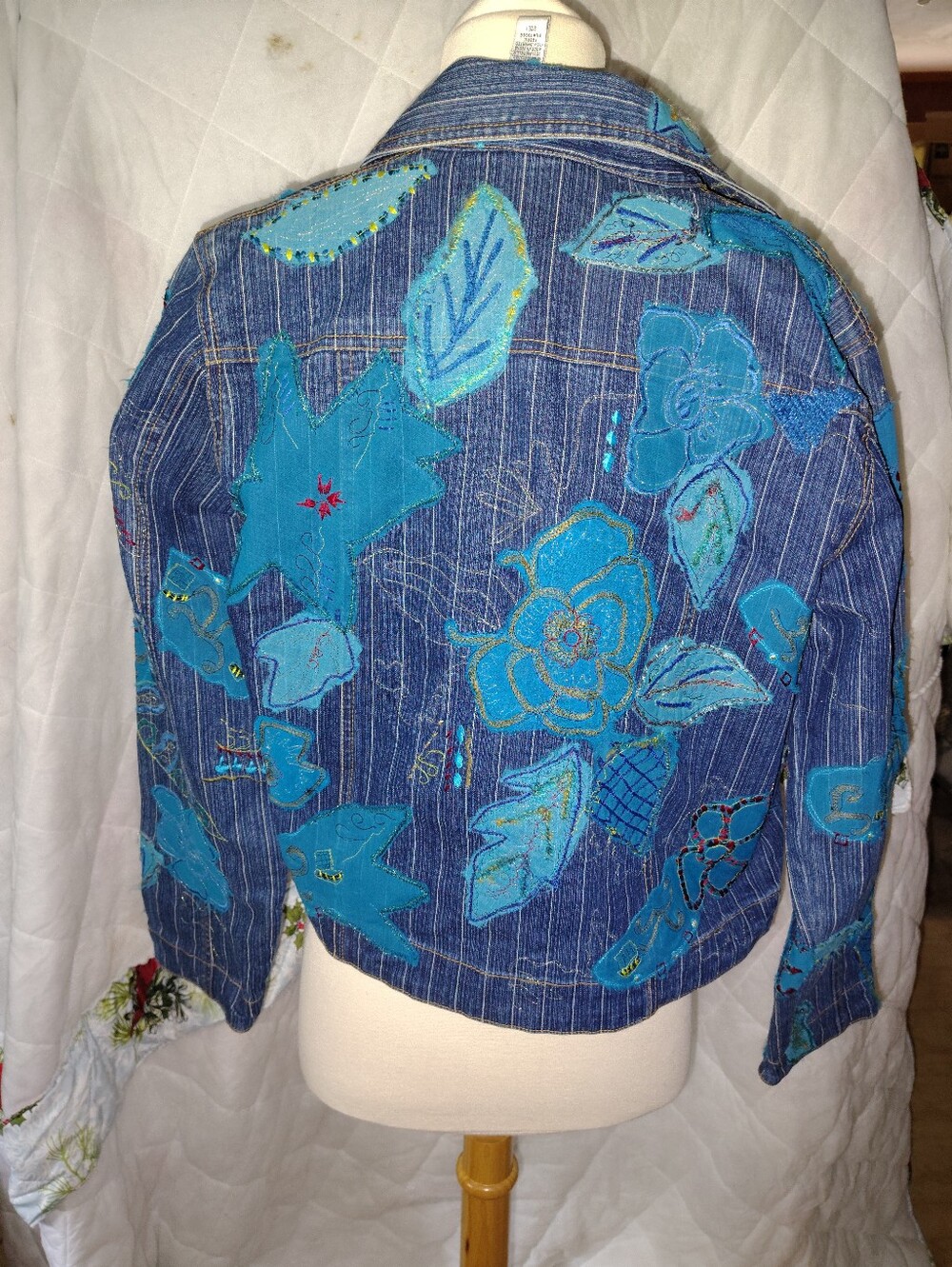 *Juniors Chicos Design Lined Denim Jacket Embroidered Artsy Boho Embellished - Picture 2 of 7
